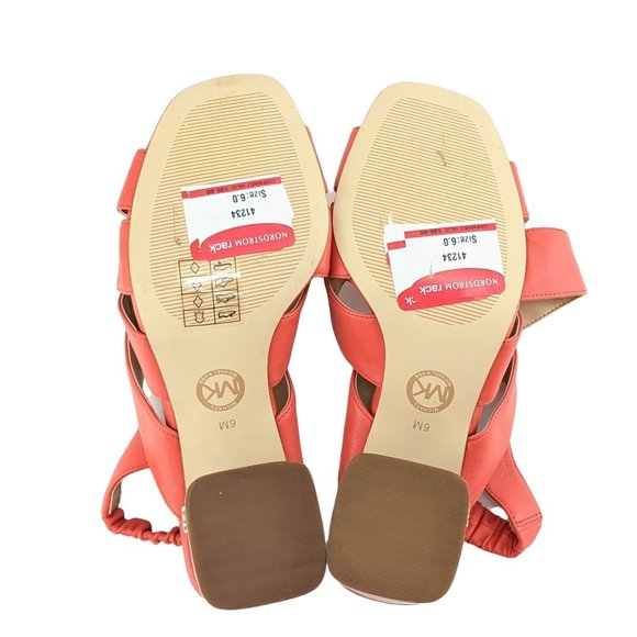 NEW Michael Kors Red Slingback Chunky Heel Clog Sandals Open Toe Women's Size 6 - Picture 6 of 8